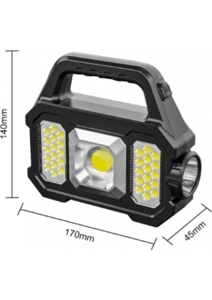 P-880A Solar Powerbanklı Şarjlı Taşınabilir Güçlü Fener fiyatları