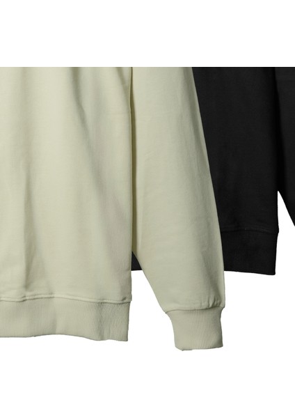 Kadın %100 Pamuk Regular Fit Basic Sweatshirt | Siyah & Bej indirimleri