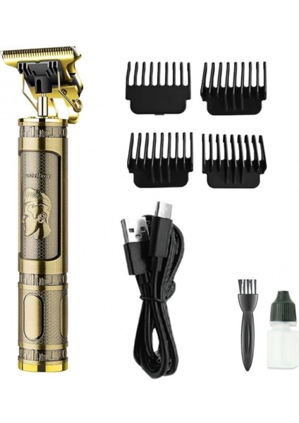 PS-033 Çelik Kasa Profesyonel T-Bıçak Saç Sakal Ense ve Çizim Tıraş Makinesi