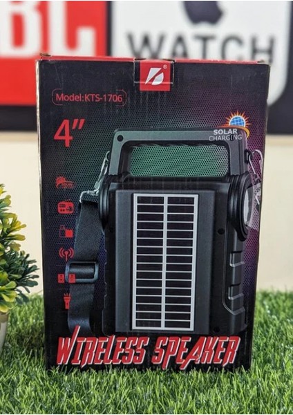 KTS-1706 Taşınabilir Güneş Enerjili Fenerli Bluetooth Hoparlör (4887) indirimleri