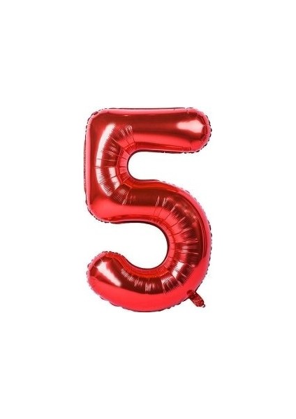 5 Rakamı Kırmızı Folyo Balon 16 Inch 40 cm