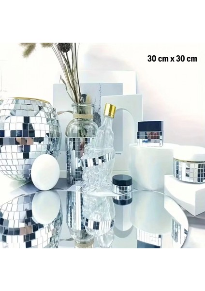 Kare Silver Cam Mozaik Fayans Çıkartmaları El Işi Kare Cam Fayans Kendinden Yapışkanlı Aynalı Dekor Panel 30X30 cm (4887) modelleri