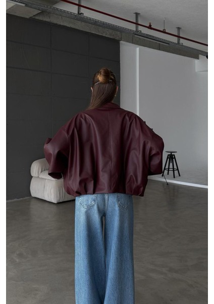 Kadın Oversize Deri Ceket– Oversize Relax Fit, Fermuarlı Kemer Detaylı Günlük Kadın Ceket fırsatları
