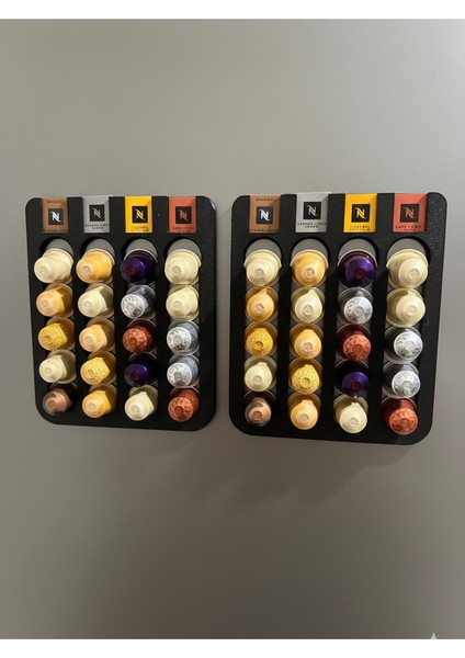 2' Li Set Nespresso Kapsül Kahve Standı Buzdolabı Için Mıknatıslı 40 Kapsül Kapsül Tutucu Siyah Renk