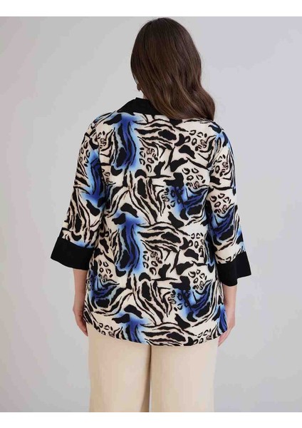 Kadın Büyük Beden Desenli Polo Yaka Bluz modelleri