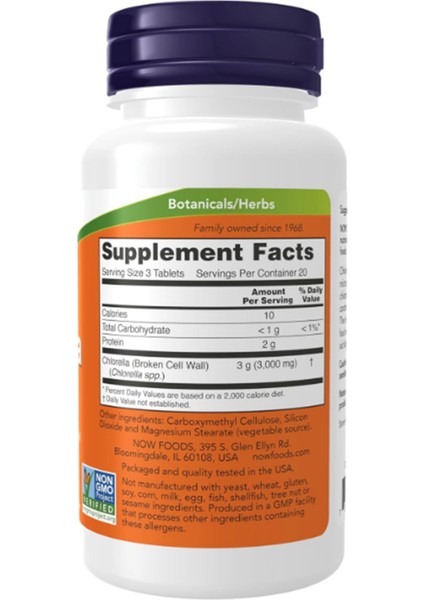 Foods Chlorella 1000 Mg Naturally Chlorophyll, Beta-Carotene, Mixed Carotenoids, Vitamin C, Iron And Protein, 60 Tablets fiyatları
