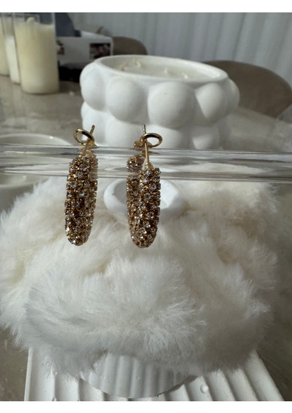 Dönen Tamtur Taşlı Model Küçük Boy Halka Küpe modelleri