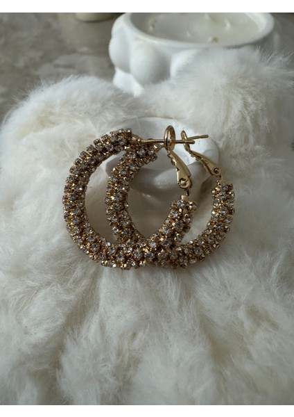 Dönen Tamtur Taşlı Model Küçük Boy Halka Küpe fırsatları