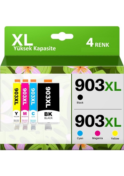 Officejet 6950 (P4C78A) Aio Yazıcı Uyumlu 4 Renk 903XL Çipli Muadil Kartuş Seti modelleri