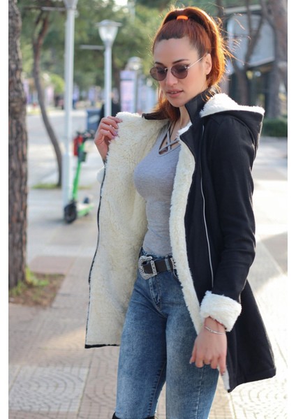 Kışlık Günlük Kaşe Kadın Kaban