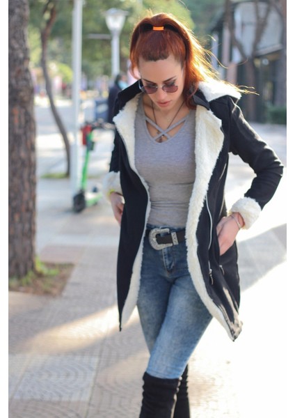 Kışlık Günlük Kaşe Kadın Kaban