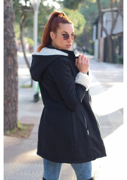 Kışlık Günlük Kaşe Kadın Kaban