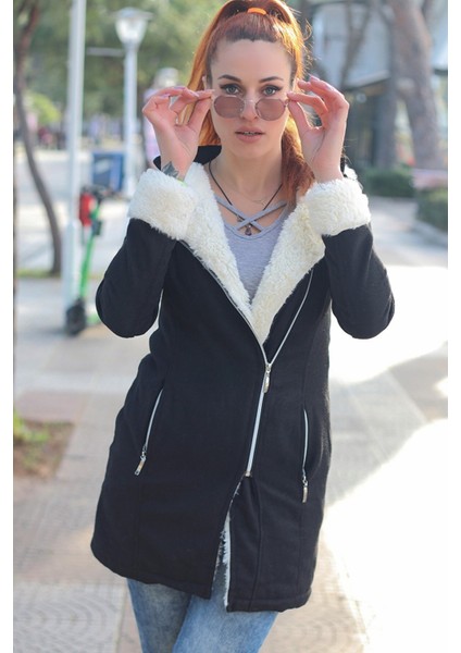 Kışlık Günlük Kaşe Kadın Kaban