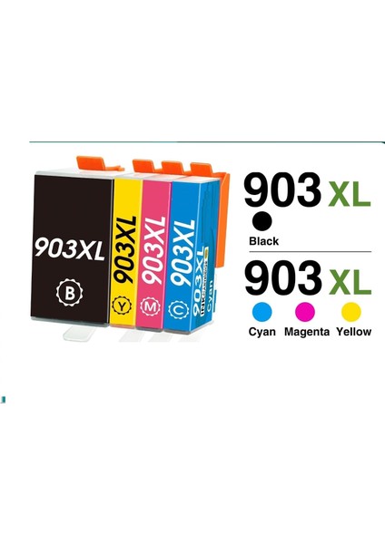 903XL (903) Hp Officejet Pro 6868 Yazıcı Uyumlu Çipli 4 Renk Muadil Kartuş Seti
