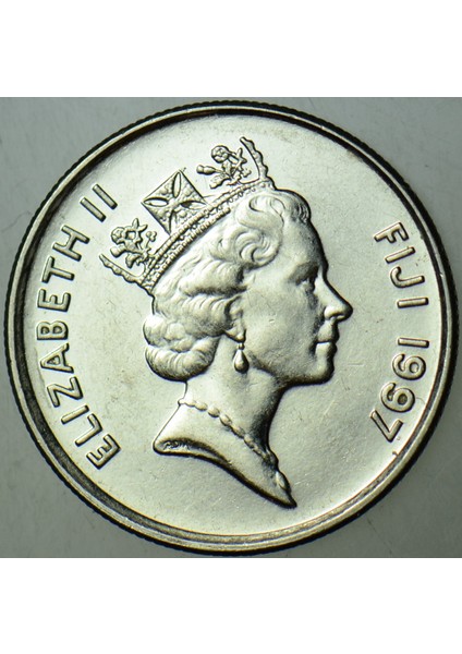 Fiji 5 Cent 1997 Kraliçe Iı. Elizabeth 19.4 Mm. Çilaltı modelleri