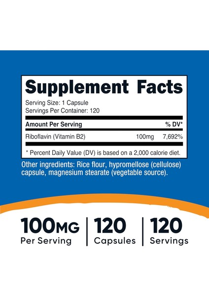 cost Vitamin B2 Riboflavin 100MG 120 Caps fiyatları