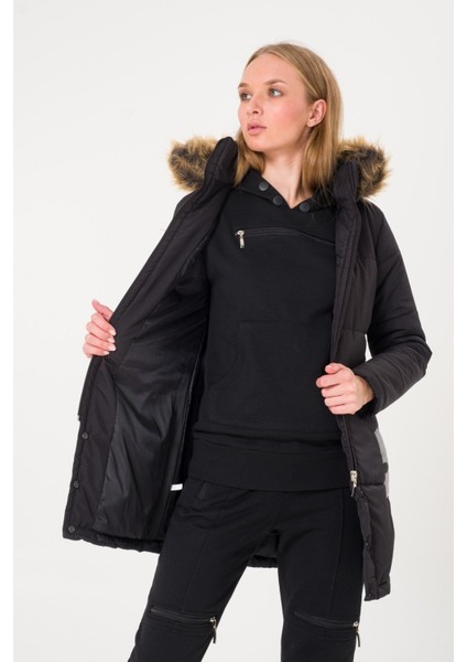 Kışlık Kürk Yaka Şişme Kadın Mont