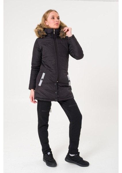 Kışlık Kürk Yaka Şişme Kadın Mont