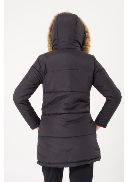 Kışlık Kürk Yaka Şişme Kadın Mont