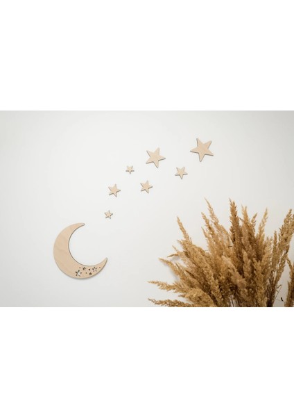 Ay Yıldız Konsept Tasarım Bebek ve Çocuk Odası Duvar Dekorasyon – 1 Ay 7 Yıldız