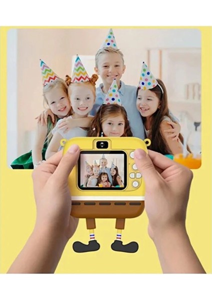 Sünger Bob Tasarımlı Yeni Nesil Çocuk Dijital Mini Fotoğraf Makinesi Çift Kamera