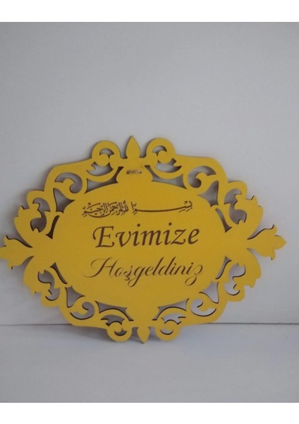 Beyaz Evimize Hoşgeldiniz Dekoratif Ahşap Kapı Süsü