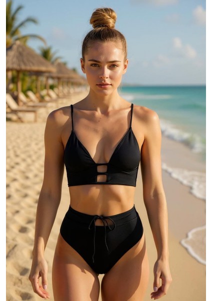 Kadın Siyah Yüksek Bel Özel Bikini Takımı – Modern, Konforlu ve Günlük Kombinlere Uygun modelleri