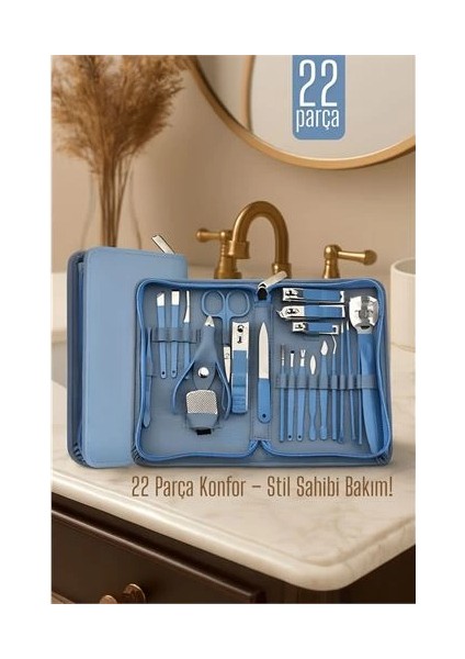 Bfs 22 Parçalı Profesyonel Manikür Pedikür Seti – Bakım Çantası | Evde Profesyonel Tırnak Bakımı