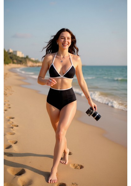 Kadın Siyah Beyaz Kaşkorse Yüksek Bel Bikini Takımı – Modern, Konforlu ve Günlük Kombinlere Uygun modelleri