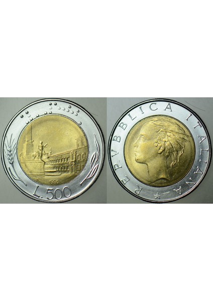 Italya 500 Liret 1986 Bimetal Çil.