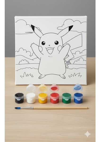 Çocuklar Için Pikachu Tuval Boyama Seti – Eğlenceli Hobi ve Sanat Aktivitesi