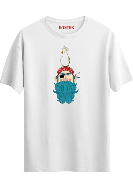 Korsan ve Papağan Baskılı T-Shirt, Erkek Tişört, Kadın Tişört, Unisex T-Shirt