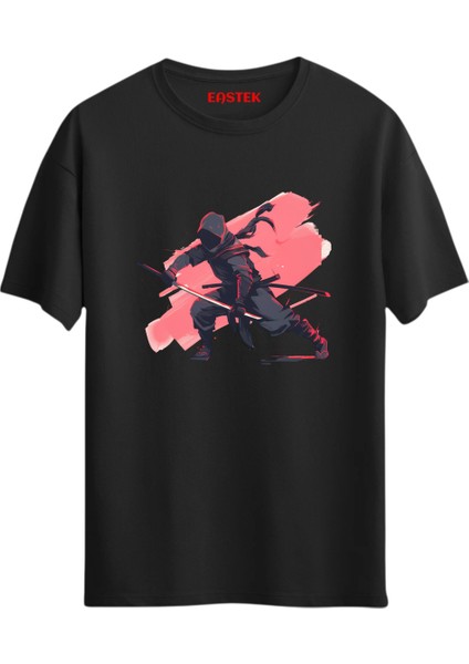 Super Ninja Warrior Baskılı Tasarım T-Shirt