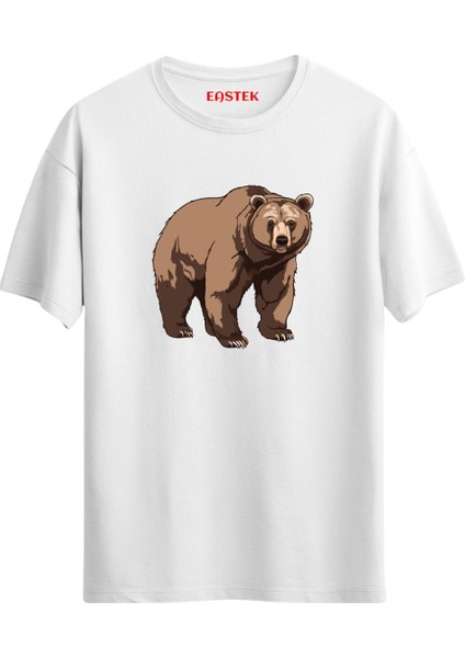 Bear Walking Baskılı Tasarım T-Shirt