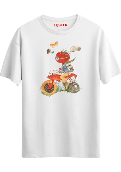 Food Bike Grafik Baskılı T-Shirt, Erkek Tişört, Kadın Tişört, Unisex T-Shirt