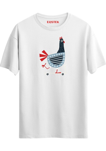 Desenli Tavuk Tasarım T-Shirt, Erkek Tişört, Kadın Tişört, Unisex T-Shirt