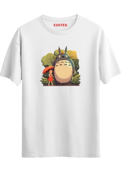 Totoro And Girl Tasarım T-Shirt, Erkek Tişört, Kadın Tişört, Unisex T-Shirt