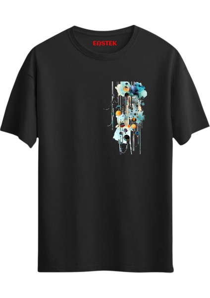 Abstract Geo Line Minimal Baskılı Tasarım T-Shirt