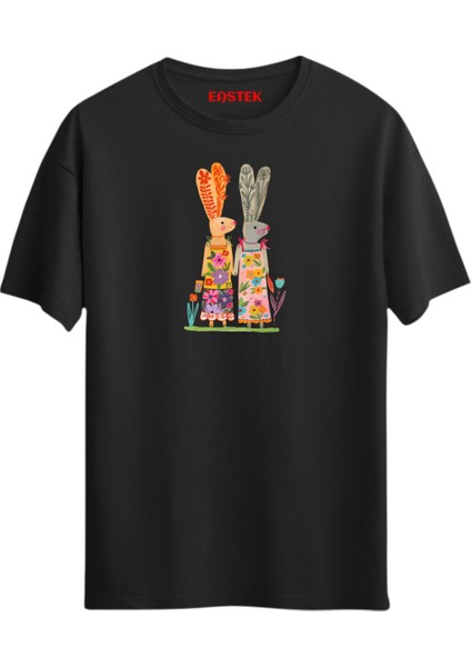Tavşan Desenli Tasarım T-Shirt, Erkek Tişört, Kadın Tişört, Unisex T-Shirt