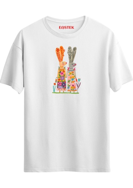 Tavşan Desenli Tasarım T-Shirt, Erkek Tişört, Kadın Tişört, Unisex T-Shirt