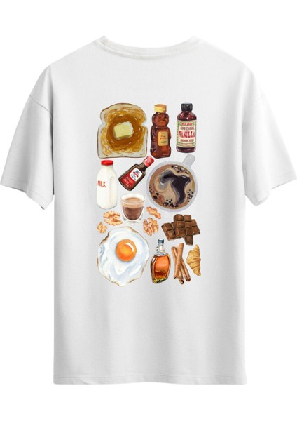 Breakfast Mood Sırt Baskılı Tasarım T-Shirt, Erkek Tişört, Kadın Tişört, Unisex T-Shirt
