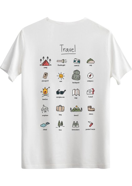 Travel Camping Sırt Baskılı Unisex Tasarım T-Shirt