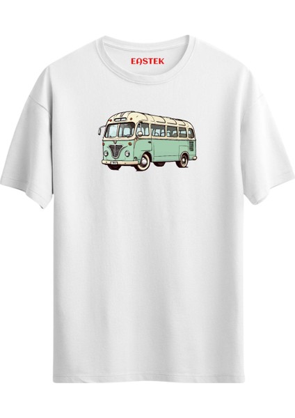 Vintage Bus Baskılı T-Shirt