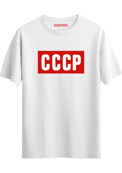 Unisex Cccp Baskılı Beyaz Tshirt
