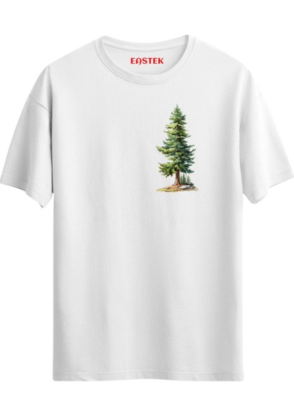 Pine Tree Baskılı Tasarım T-Shirt