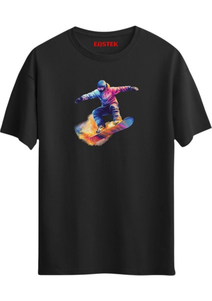Snowboarding Man Baskılı Tasarım T-Shirt