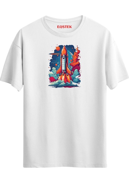 Space Launch Baskılı Tasarım T-Shirt