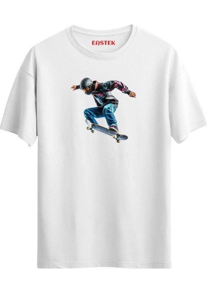 Jump Man Skateboarding Tasarım T-Shirt
