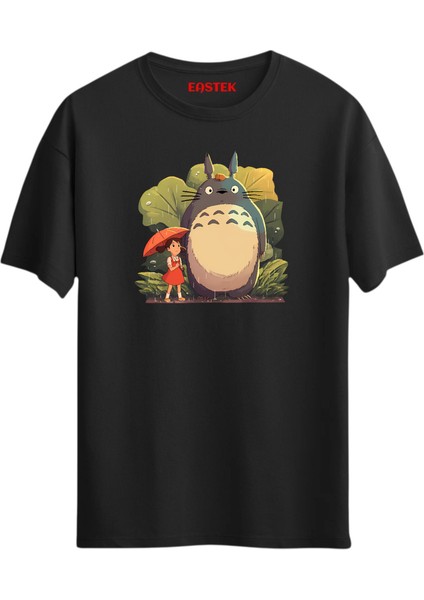 Totoro And Girl Tasarım T-Shirt, Erkek Tişört, Kadın Tişört, Unisex T-Shirt
