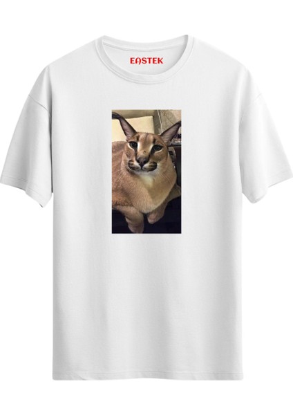 Floppa Cute Meme T-Shirt, Erkek Tişört, Kadın Tişört, Unisex Beyaz T-Shirt